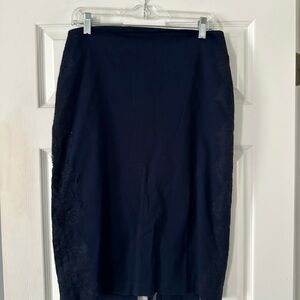 Elegant Navy Lace Pencil Skirt